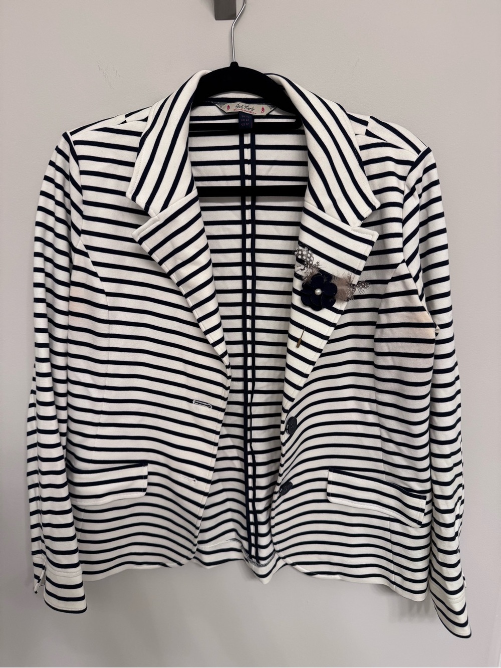 Striped Black & White Blazer Jacket - Classic Nautical Style